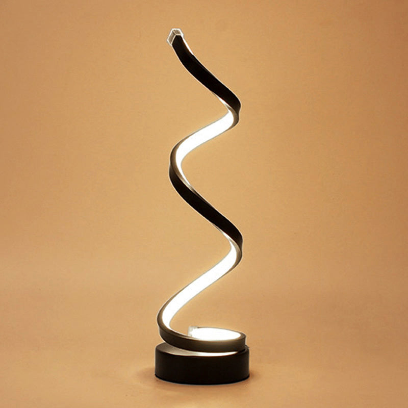 Rynx | Spiral Ribbon Metal Table Lamp Simplicity Black/White/Gold LED Work Lighting with Round Base in Warm/White Light