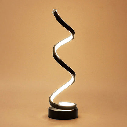 Rynx | Spiral Ribbon Metal Table Lamp Simplicity Black/White/Gold LED Work Lighting with Round Base in Warm/White Light