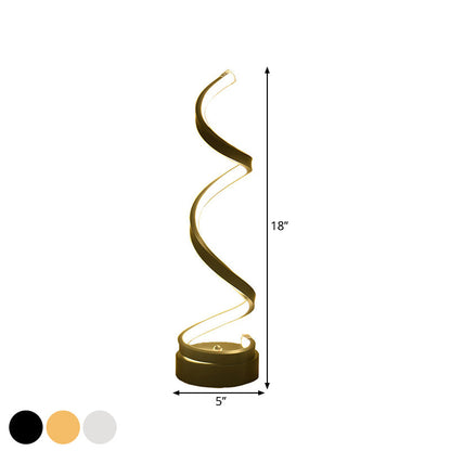 Rynx | Spiral Ribbon Metal Table Lamp Simplicity Black/White/Gold LED Work Lighting with Round Base in Warm/White Light