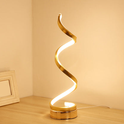 Rynx | Spiral Ribbon Metal Table Lamp Simplicity Black/White/Gold LED Work Lighting with Round Base in Warm/White Light