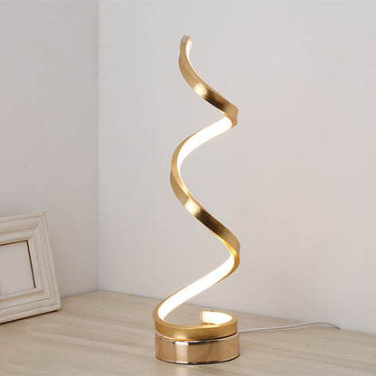 Rynx | Spiral Ribbon Metal Table Lamp Simplicity Black/White/Gold LED Work Lighting with Round Base in Warm/White Light