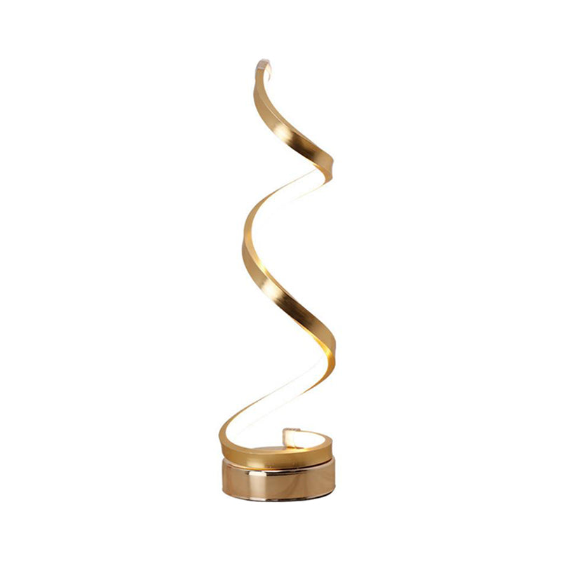 Rynx | Spiral Ribbon Metal Table Lamp Simplicity Black/White/Gold LED Work Lighting with Round Base in Warm/White Light