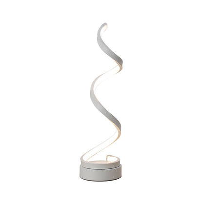 Rynx | Spiral Ribbon Metal Table Lamp Simplicity Black/White/Gold LED Work Lighting with Round Base in Warm/White Light