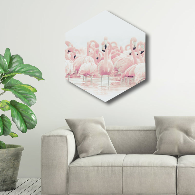 Rynx | Flamingo Canvas Print Home Interior Photography Tropical Animal Wall Art in Pink, Layered