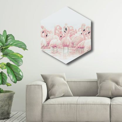 Rynx | Flamingo Canvas Print Home Interior Photography Tropical Animal Wall Art in Pink, Layered