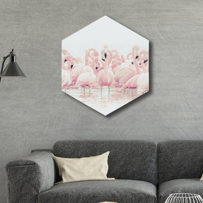 Rynx | Flamingo Canvas Print Home Interior Photography Tropical Animal Wall Art in Pink, Layered
