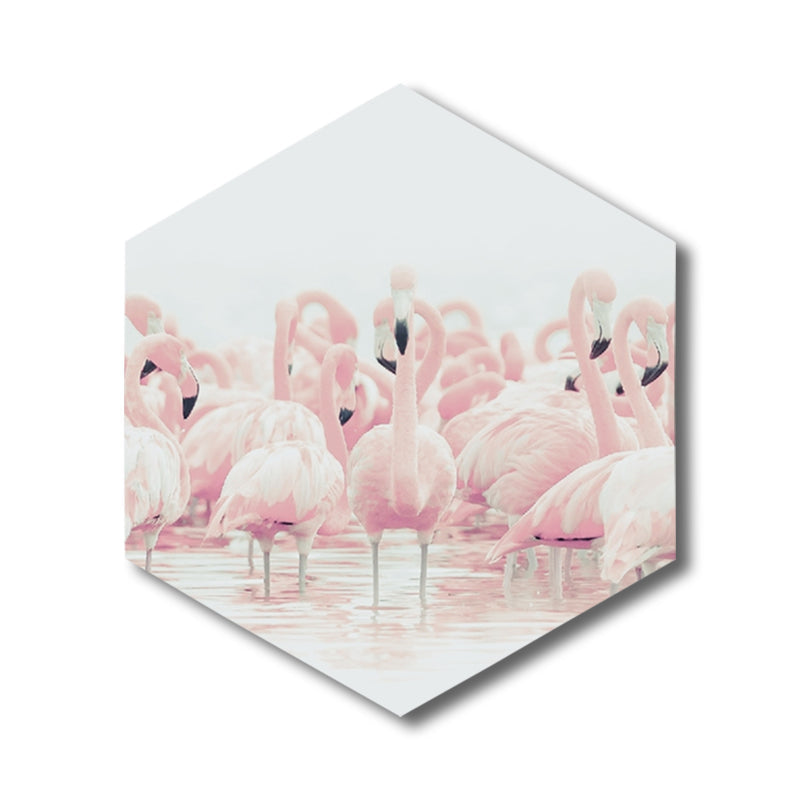 Rynx | Flamingo Canvas Print Home Interior Photography Tropical Animal Wall Art in Pink, Layered