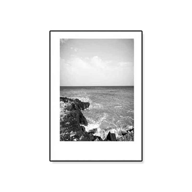 Rynx | Tropical Rocky Bay Seascape Canvas Print Dark Color Texture Wall Art for the Living Room