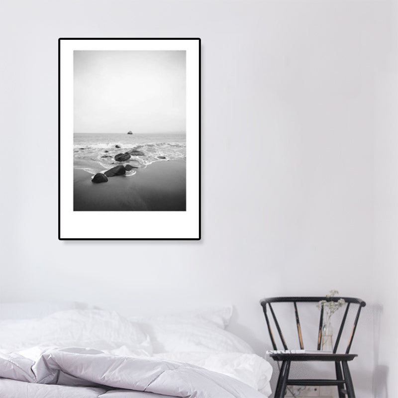 Rynx | Tropical Rocky Bay Seascape Canvas Print Dark Color Texture Wall Art for the Living Room