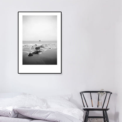Rynx | Tropical Rocky Bay Seascape Canvas Print Dark Color Texture Wall Art for the Living Room