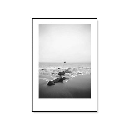 Rynx | Tropical Rocky Bay Seascape Canvas Print Dark Color Texture Wall Art for the Living Room