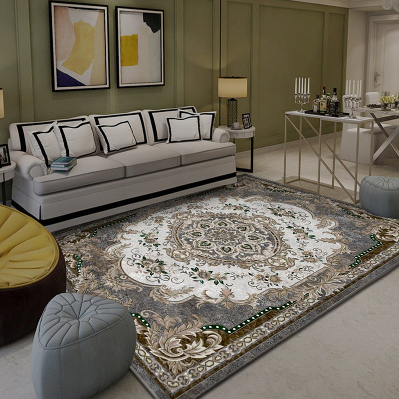 Rynx | Shabby Chic Floral Pattern Rug Multi-Color Polyester Rug Non-Slip Back Washable Pet-Friendly Flooring for Home