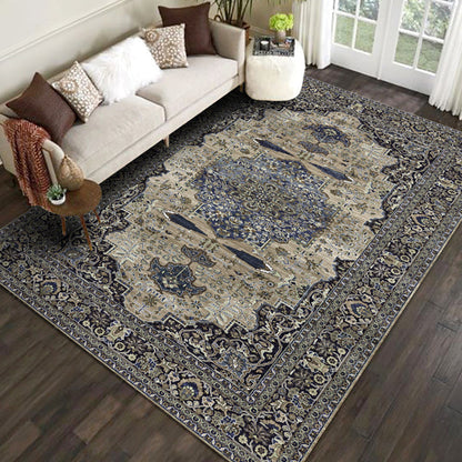 Rynx | Shabby Chic Floral Pattern Rug Multi-Color Polyester Rug Non-Slip Back Washable Pet-Friendly Flooring for Home