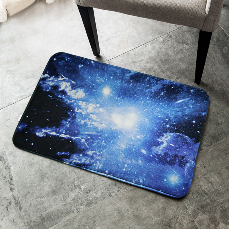 Rynx | Creative Blue Contemporary Carpet Polyester Galaxy Pattern Carpet Washable Pet-Friendly Anti-Slip Rug for Children's Room