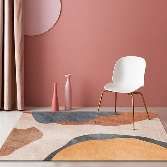 Rynx | Multicolour Bedroom Rug Contemporary Color Block Rug Polyester Washable Non-slip Underlay Pet Friendly Rug