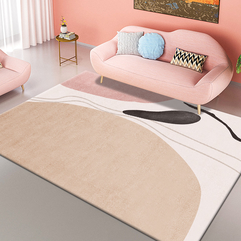 Rynx | Multicolour Bedroom Rug Contemporary Color Block Rug Polyester Washable Non-slip Underlay Pet Friendly Rug