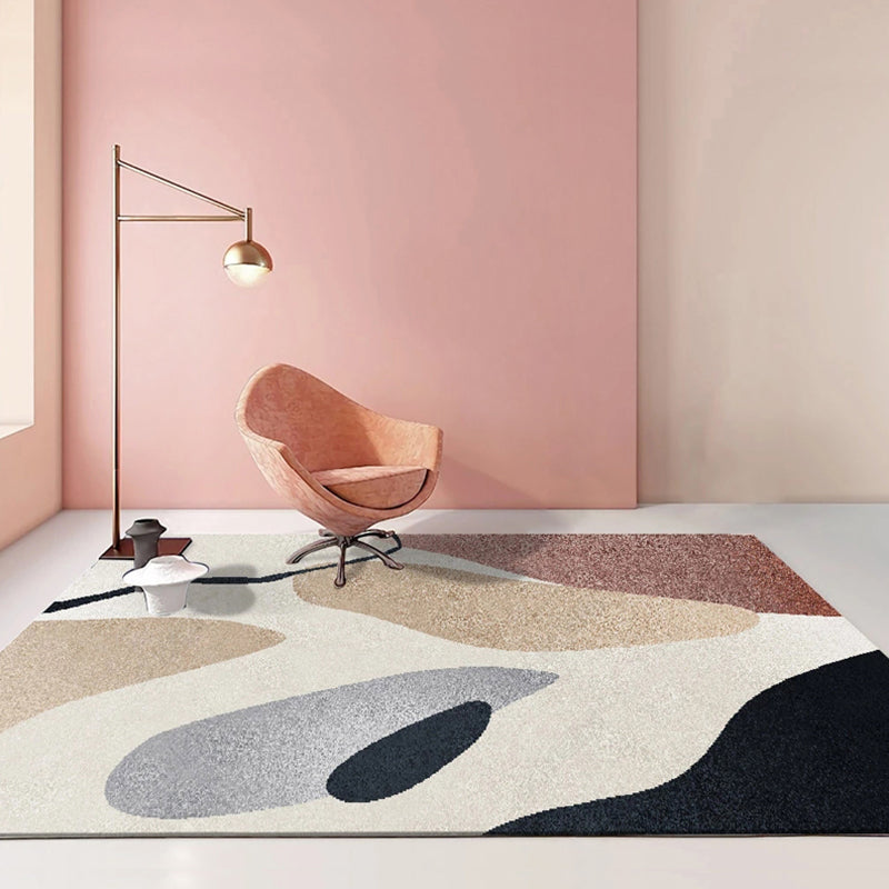 Rynx | Multicolour Bedroom Rug Contemporary Color Block Rug Polyester Washable Non-slip Underlay Pet Friendly Rug