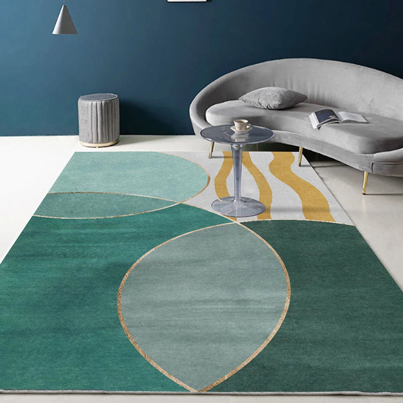 Rynx | Multicolour Bedroom Rug Contemporary Color Block Rug Polyester Washable Non-slip Underlay Pet Friendly Rug