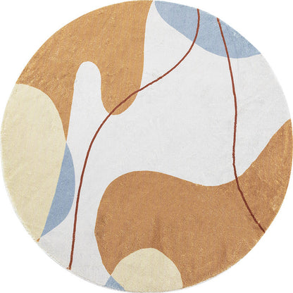 Rynx | Modernist Color Block Carpet Brown Polyester Carpet Non-Slip Pet-Friendly Washable Area Rug for Living Room