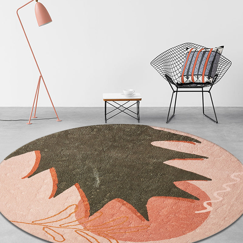 Rynx | Red and Pink Abstract Carpet Polyester Modern Carpet Pet-Friendly Washable Non-Slip Carpet for the Living Room
