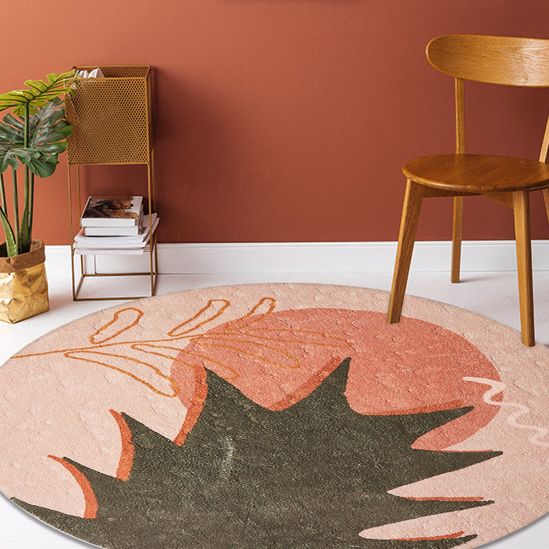 Rynx | Red and Pink Abstract Carpet Polyester Modern Carpet Pet-Friendly Washable Non-Slip Carpet for the Living Room