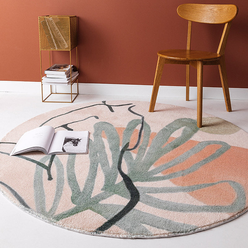Rynx | Red and Pink Abstract Carpet Polyester Modern Carpet Pet-Friendly Washable Non-Slip Carpet for the Living Room