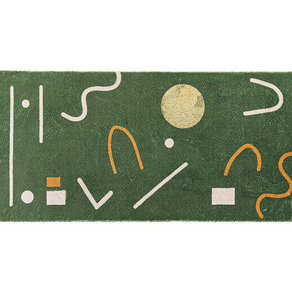 Rynx | Green Bedroom Carpet Minimalist Abstract Carpet Polyester Washable Non-Slip Backing Pet Friendly Carpet