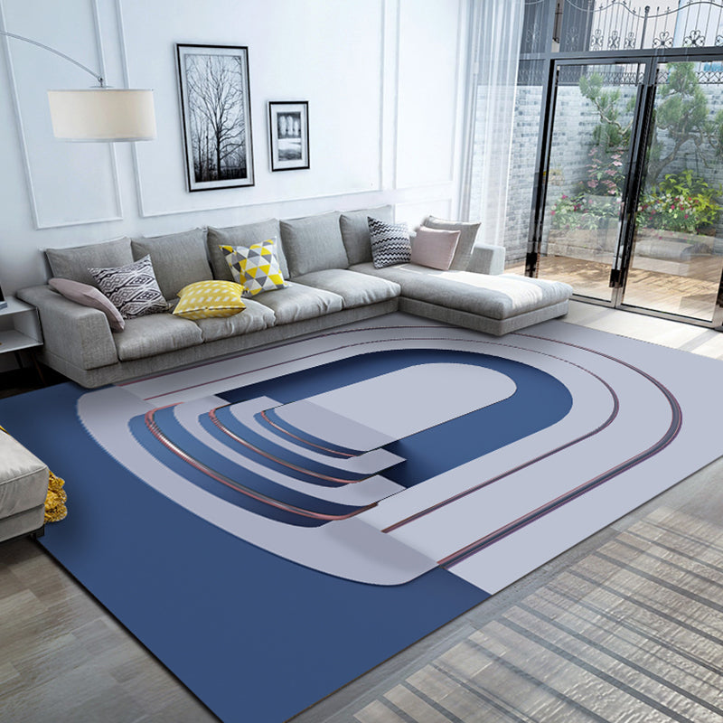Rynx | Multicolour Bedroom Rug Contemporary Color Block Rug Polyester Washable Non-slip Underlay Pet Friendly Rug