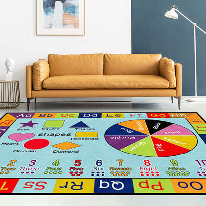 Rynx | Multicolor Kids Rug Kids Letter and Geometric Pattern Rug Polyester Washable Non-Slip Back Pet-Friendly Rug