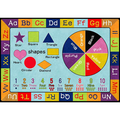 Rynx | Multicolor Kids Rug Kids Letter and Geometric Pattern Rug Polyester Washable Non-Slip Back Pet-Friendly Rug