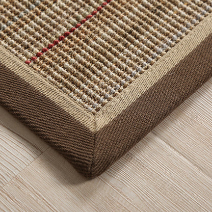 Rynx | Simple Country Carpet Brown Striped Pattern Carpet Pet Friendly Washable Non-slip Felt for Living Room