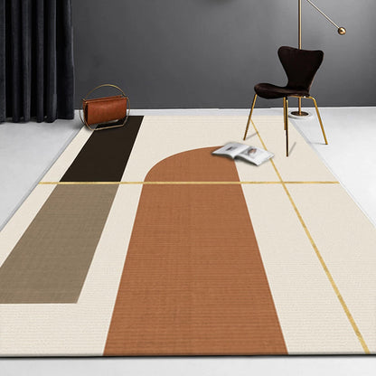 Rynx | Multicolor Living Room Rug Minimalist Colorblock Rug Polyester Washable Anti-Slip Backing Pet Friendly Carpet