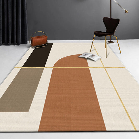 Rynx | Multicolor Living Room Rug Minimalist Colorblock Rug Polyester Washable Anti-Slip Backing Pet Friendly Carpet