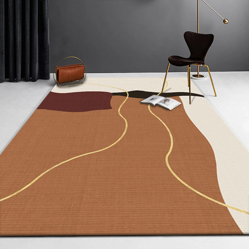 Rynx | Multicolor Living Room Rug Minimalist Colorblock Rug Polyester Washable Anti-Slip Backing Pet Friendly Carpet
