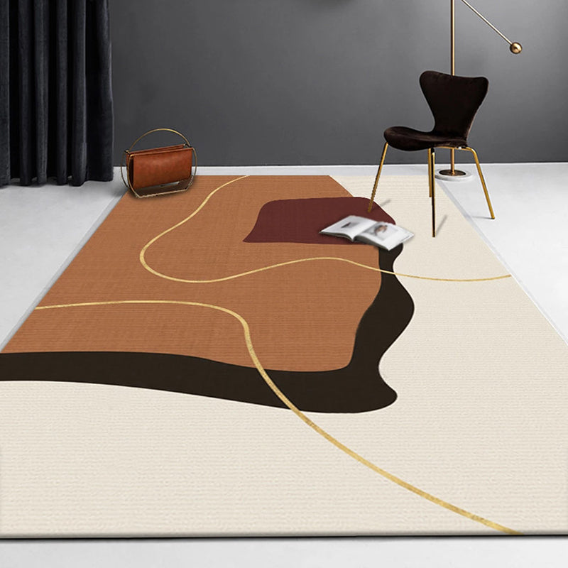 Rynx | Multicolor Living Room Rug Minimalist Colorblock Rug Polyester Washable Anti-Slip Backing Pet Friendly Carpet