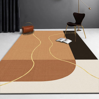 Rynx | Multicolor Living Room Rug Minimalist Colorblock Rug Polyester Washable Anti-Slip Backing Pet Friendly Carpet
