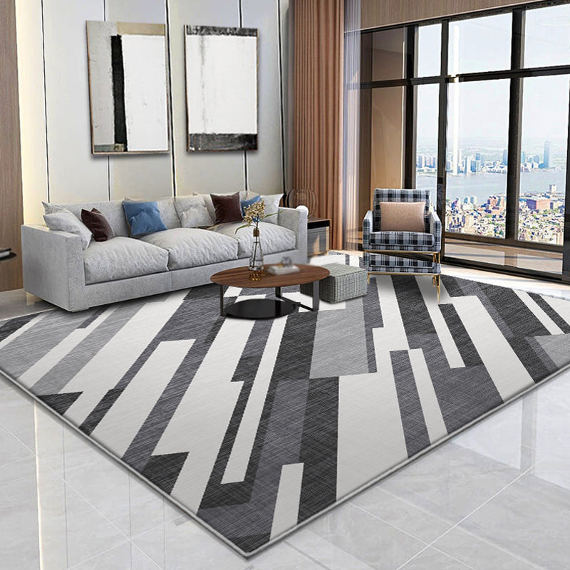 Rynx | Multicolor Geometric Pattern Rug Polyester Contemporary Rug Pet Friendly Washable Non-Slip Area Rug for Living Room