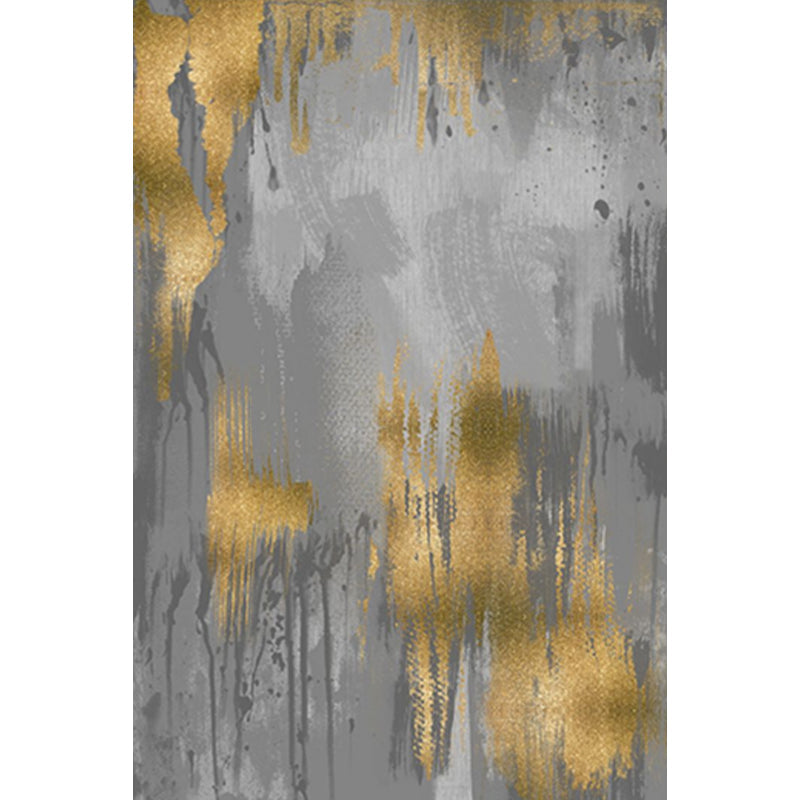 Rynx | Gold Abstract Rug Polyester Minimalist Rug Pet Friendly Washable Non-Slip Area Rug for Living Room