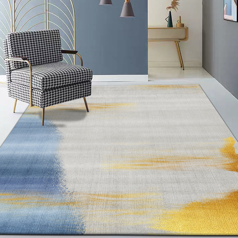 Rynx | Gold Abstract Rug Polyester Minimalist Rug Pet Friendly Washable Non-Slip Area Rug for Living Room