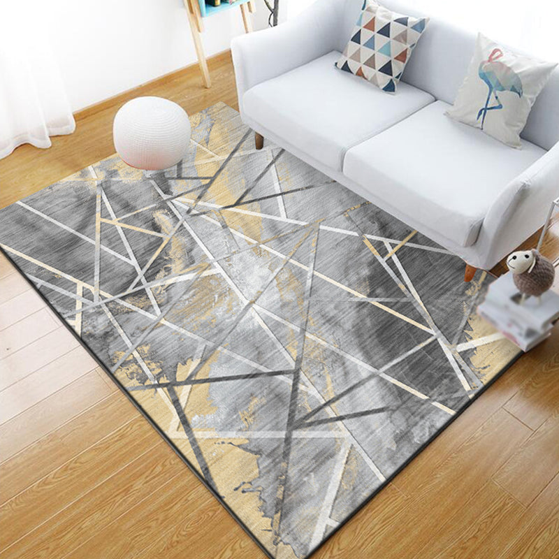 Rynx | Funky Abstract Geometric Pattern Rug Multicolor Industrial Rug Polyester Pet-Friendly Washable Non-Slip Area Rug for Bedroom