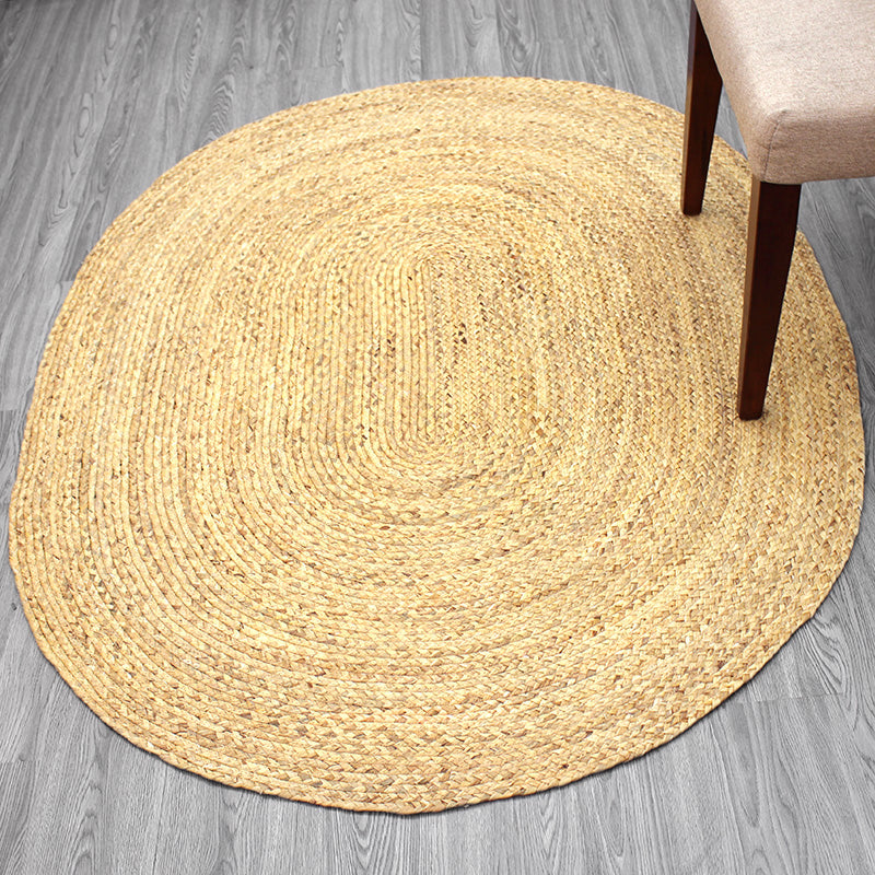 Rynx | Country Solid Color Carpet Beige and Yellow Jute Carpet Non-Slip Pet-Friendly Washable Area Rug for Study