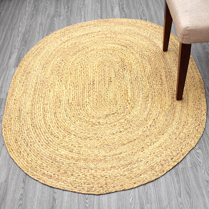Rynx | Country Solid Color Carpet Beige and Yellow Jute Carpet Non-Slip Pet-Friendly Washable Area Rug for Study