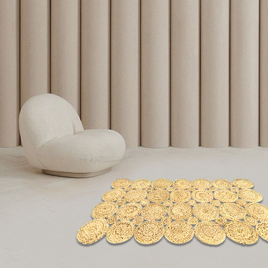 Rynx | Country Solid Color Carpet Beige and Yellow Jute Carpet Non-Slip Pet-Friendly Washable Area Rug for Study