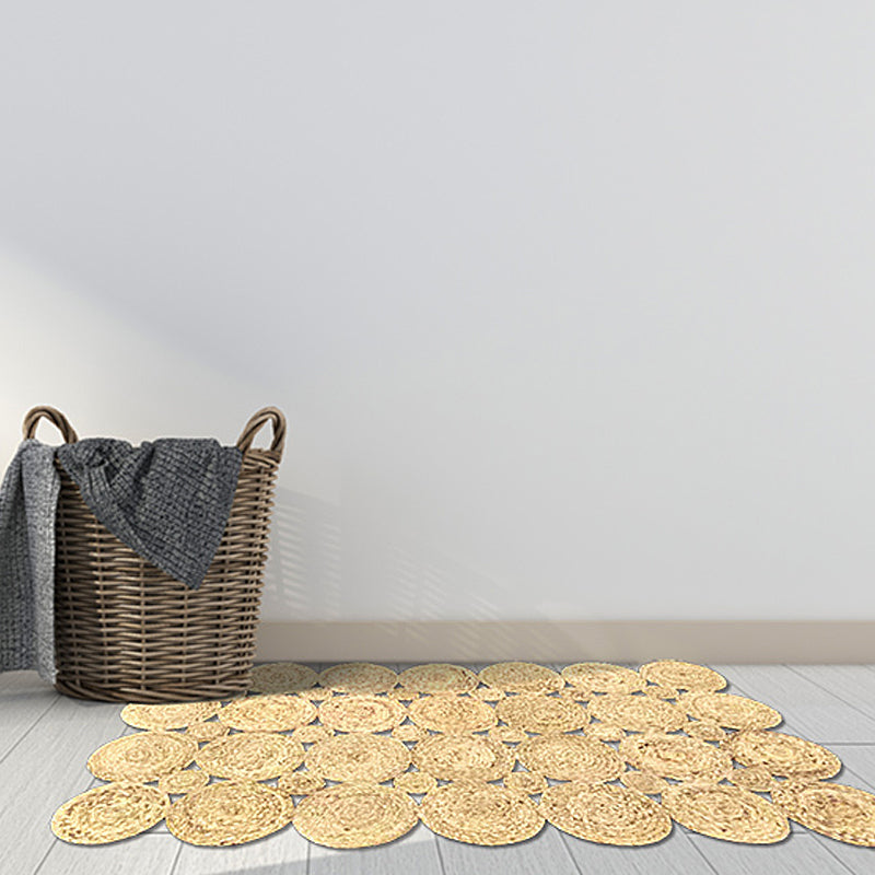Rynx | Country Solid Color Carpet Beige and Yellow Jute Carpet Non-Slip Pet-Friendly Washable Area Rug for Study