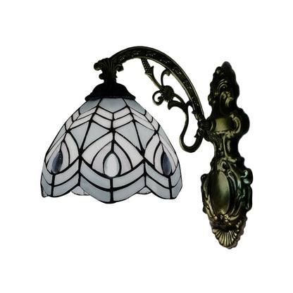 Rynx | Peacock Wall Light Tiffany Style Stained Glass 1 Main Wall Lamp Lighting for Bedroom