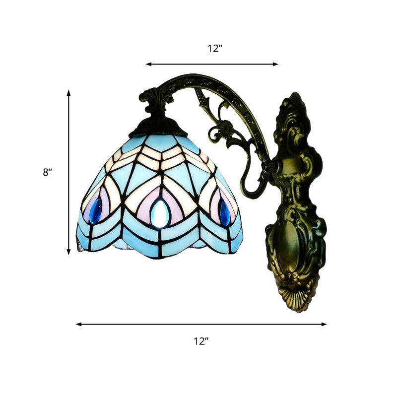 Rynx | Peacock Wall Light Tiffany Style Stained Glass 1 Main Wall Lamp Lighting for Bedroom