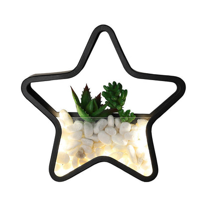 Rynx | Artificial Succulent Plants Wall Lamp Metal Stone Modern Creative Wall Lamp in Black for Bedroom