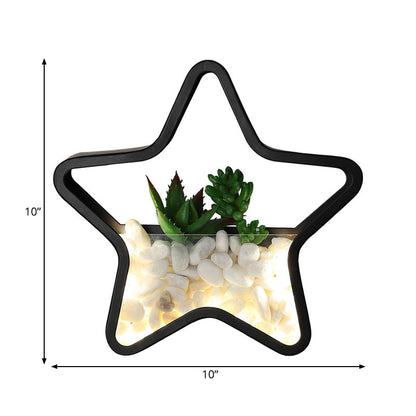 Rynx | Artificial Succulent Plants Wall Lamp Metal Stone Modern Creative Wall Lamp in Black for Bedroom