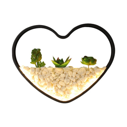 Rynx | Artificial Succulent Plants Wall Lamp Metal Stone Modern Creative Wall Lamp in Black for Bedroom