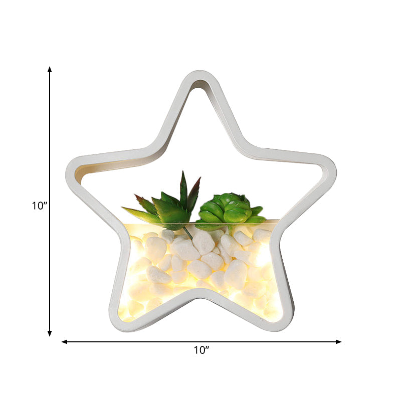 Rynx | Children's Room Fake Succulent Wall Light Metal Stone Contemporary White Wall Lamp